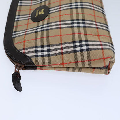 Luxury BurberrySs Nova Check Clutch Bag Canvas Beige Auth 72157