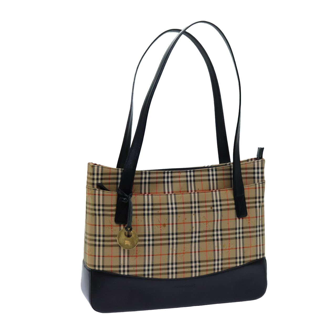 Luxury Burberry Nova Check Tote Bag Canvas Beige Black Auth 72354