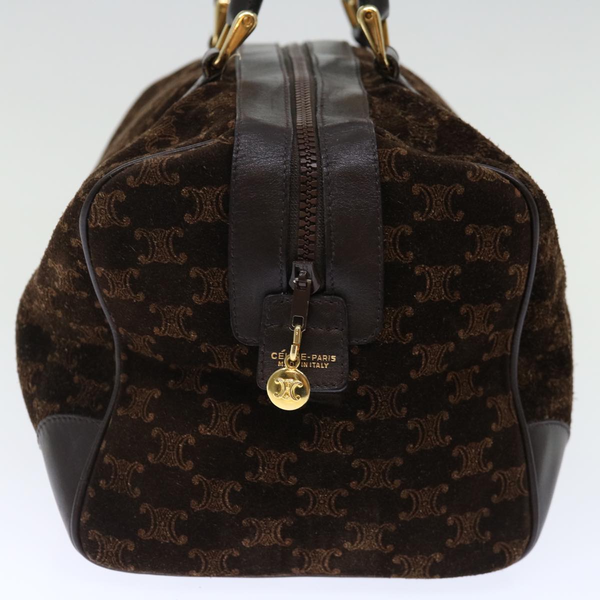 Luxury CELINE Macadam Canvas Boston Bag Brown  72454
