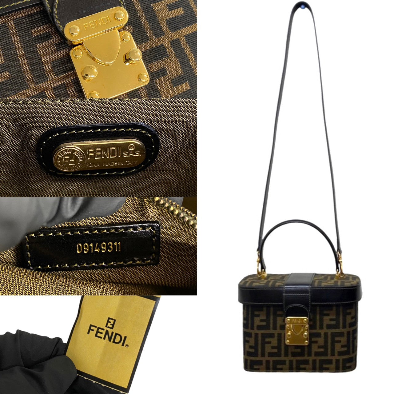 FENDI Shoulder Bag Leather, Canvas black Zucca Women