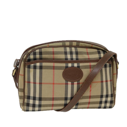 Luxury Burberry Nova Check Shoulder Bag Canvas Beige Auth 72502