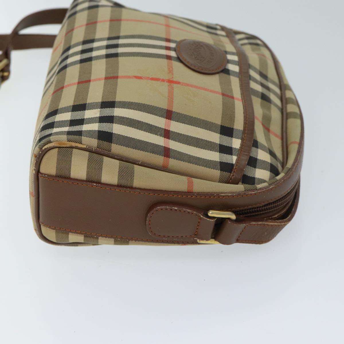 Luxury Burberry Nova Check Shoulder Bag Canvas Beige Auth 72502