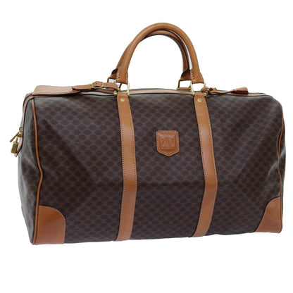 Luxury CELINE Macadam Canvas Boston Bag PVC Brown  72518