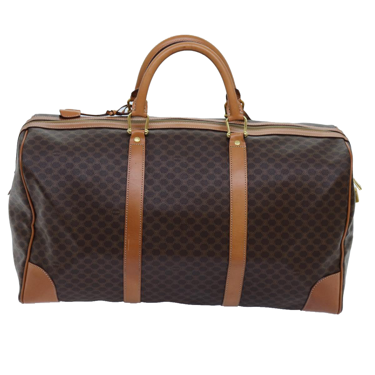 Luxury CELINE Macadam Canvas Boston Bag PVC Brown  72518