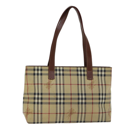 Luxury Burberry Nova Check Tote Bag PVC Beige Brown Auth 72636