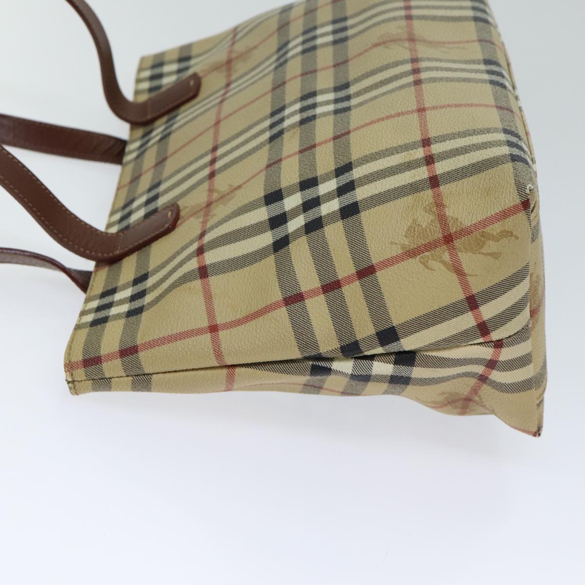 Luxury Burberry Nova Check Tote Bag PVC Beige Brown Auth 72636