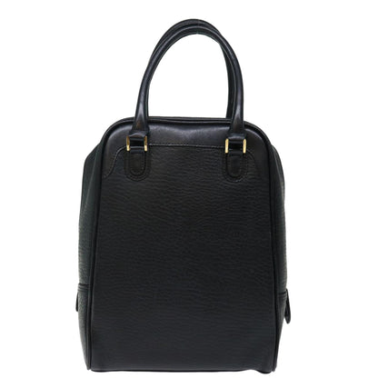 Luxury BurberrySs Shoes case Hand Bag Leather Black Auth 72670