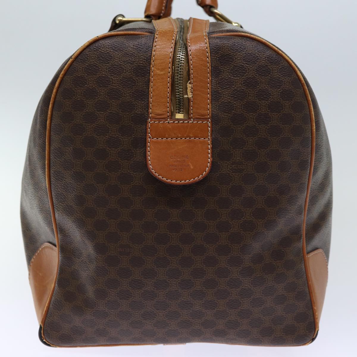 Luxury CELINE Macadam Canvas Boston Bag PVC Brown  72705