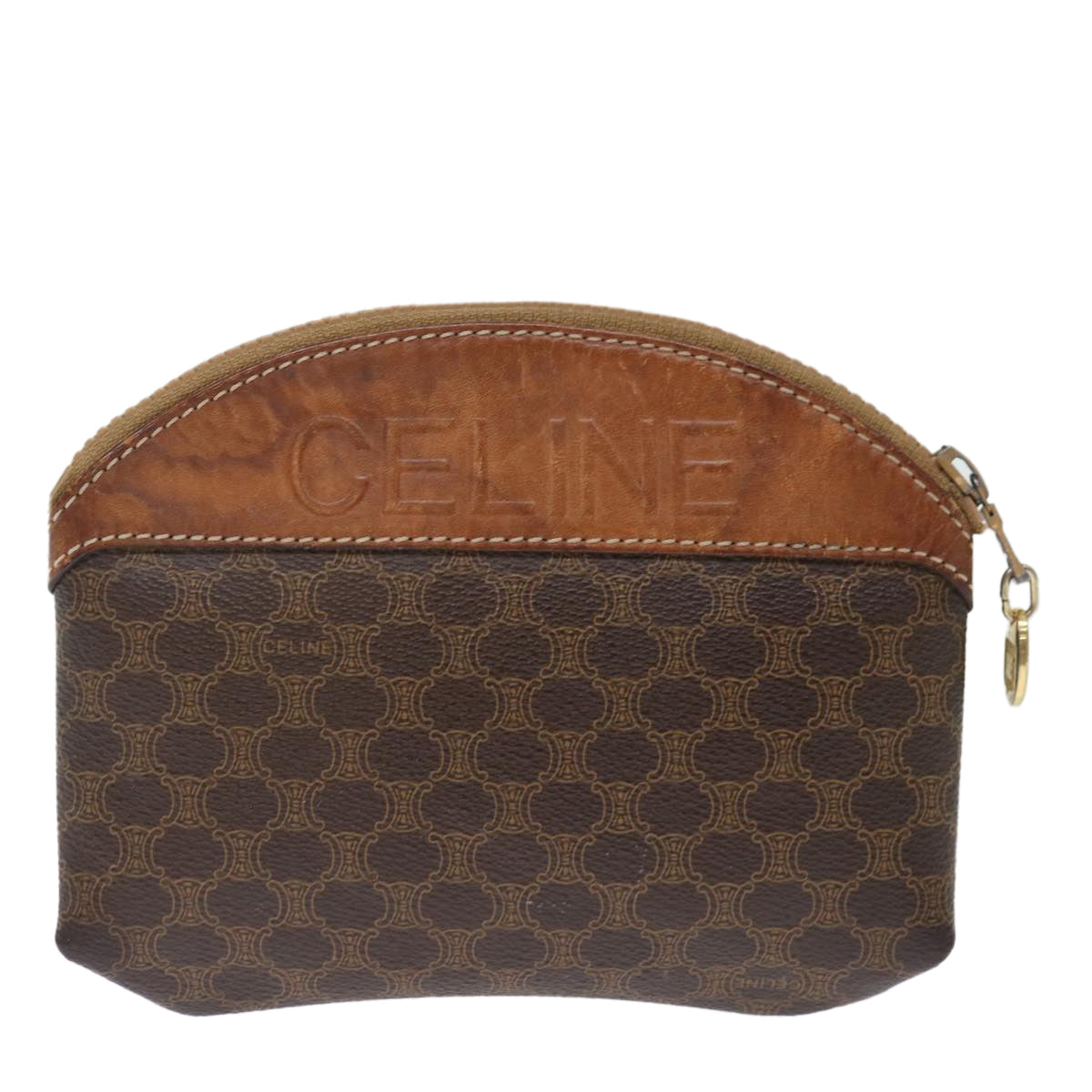 Luxury CELINE Macadam Canvas Pouch PVC Brown  72741
