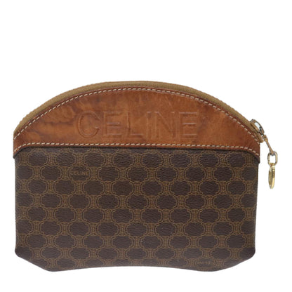 Luxury CELINE Macadam Canvas Pouch PVC Brown  72741