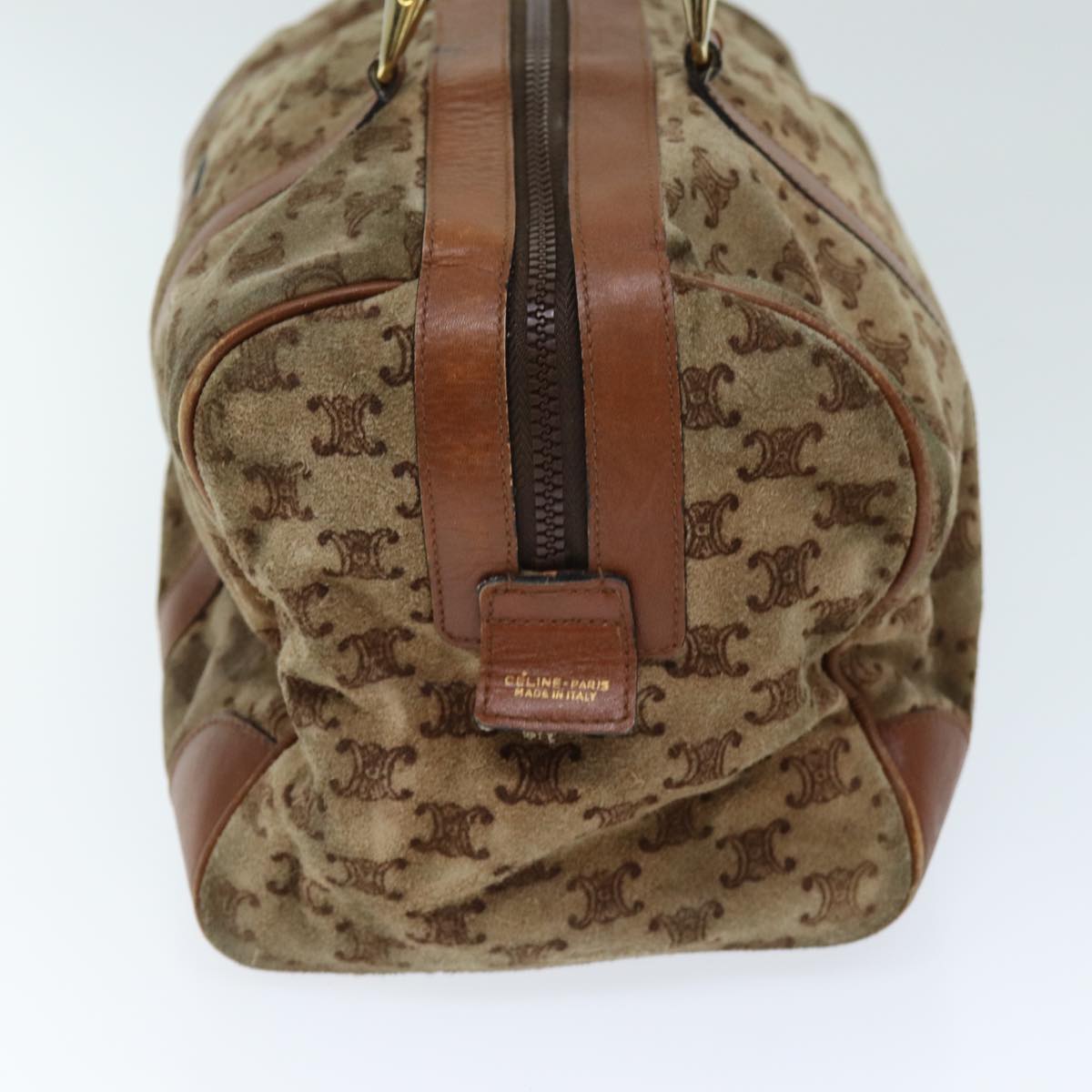 Luxury CELINE Macadam Canvas Boston Bag Beige  72834