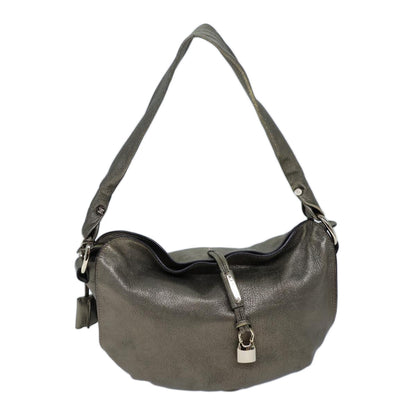 Luxury CELINE Shoulder Bag Leather Silver  72958