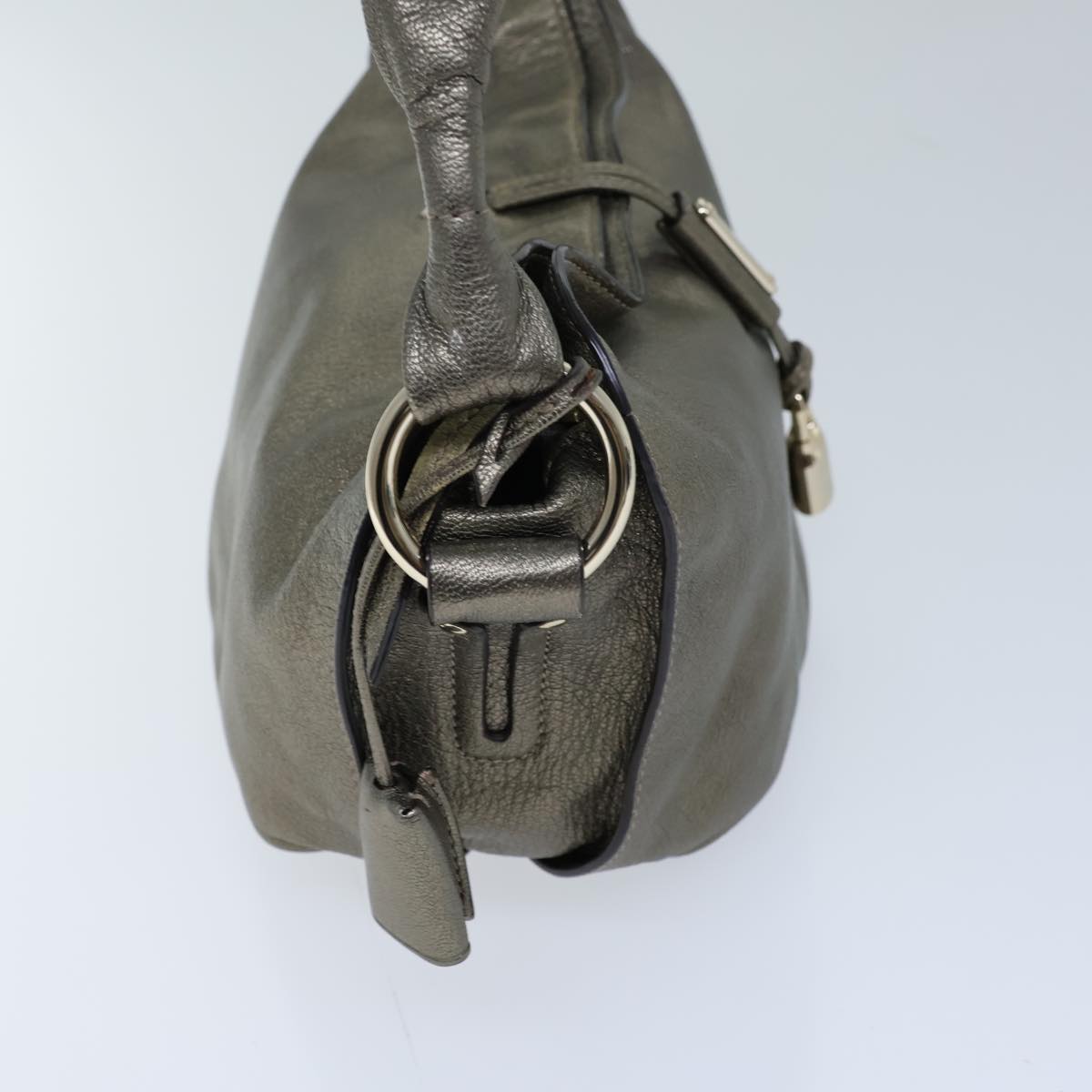 Luxury CELINE Shoulder Bag Leather Silver  72958