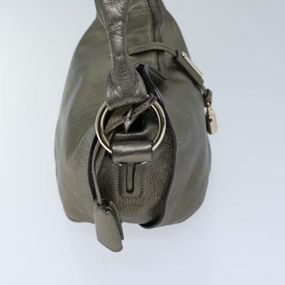 Luxury CELINE Shoulder Bag Leather Silver  72958