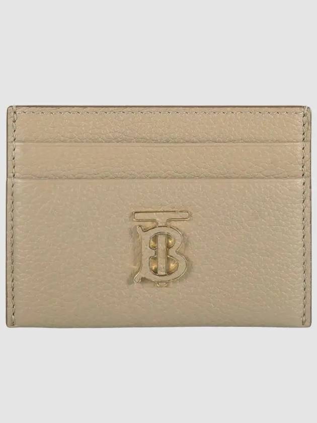 Luxury Burberry TB Grainy Leather Card Wallet Haute Beige