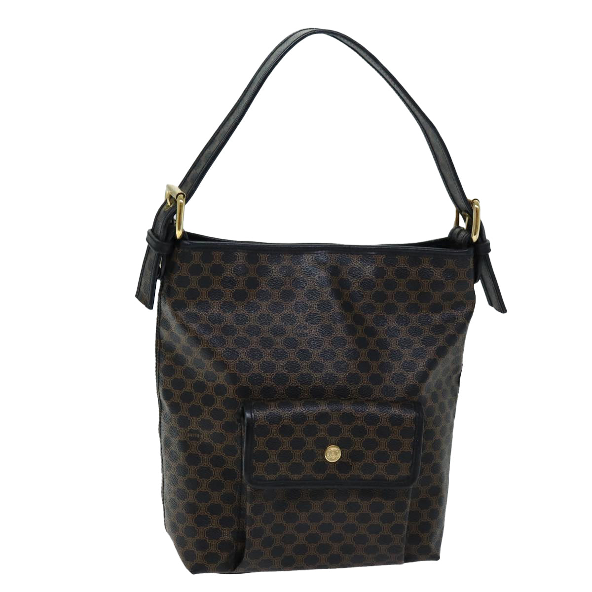 Luxury CELINE Macadam Canvas Shoulder Bag PVC Black  73131