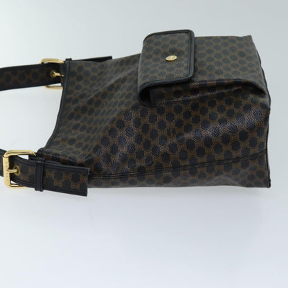 Luxury CELINE Macadam Canvas Shoulder Bag PVC Black  73131