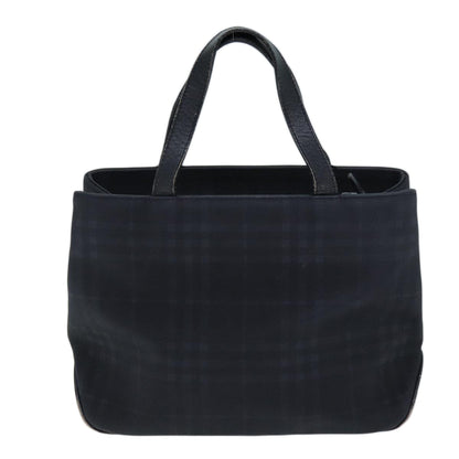 Luxury Burberry Nova Check Hand Bag Nylon Black Auth 73147