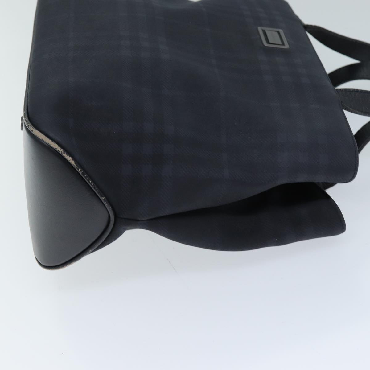 Luxury Burberry Nova Check Hand Bag Nylon Black Auth 73147