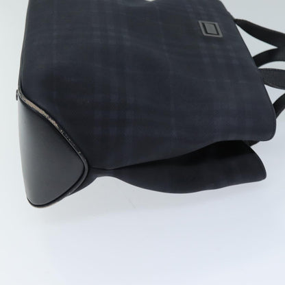Luxury Burberry Nova Check Hand Bag Nylon Black Auth 73147