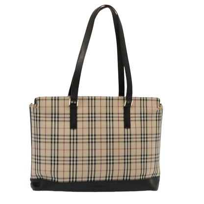 Luxury Burberry Nova Check Tote Bag Canvas Beige Auth 73161