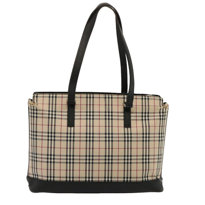 Luxury Burberry Nova Check Tote Bag Canvas Beige Auth 73161