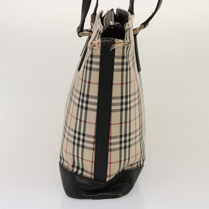 Luxury Burberry Nova Check Tote Bag Canvas Beige Auth 73161