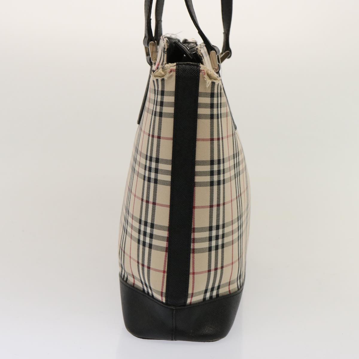 Luxury Burberry Nova Check Tote Bag Canvas Beige Auth 73161