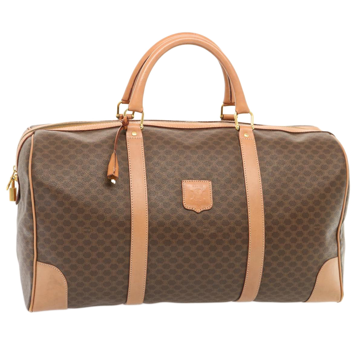 Luxury CELINE Macadam Canvas Boston Bag PVC Brown  73245