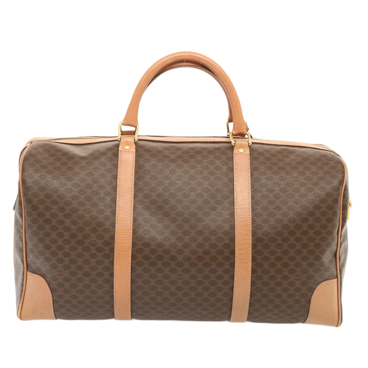 Luxury CELINE Macadam Canvas Boston Bag PVC Brown  73245
