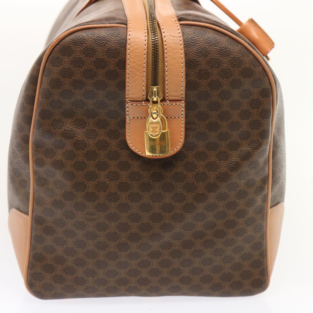 Luxury CELINE Macadam Canvas Boston Bag PVC Brown  73245