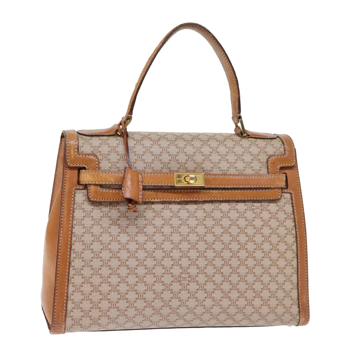 Luxury CELINE Macadam Canvas Hand Bag Beige  73341