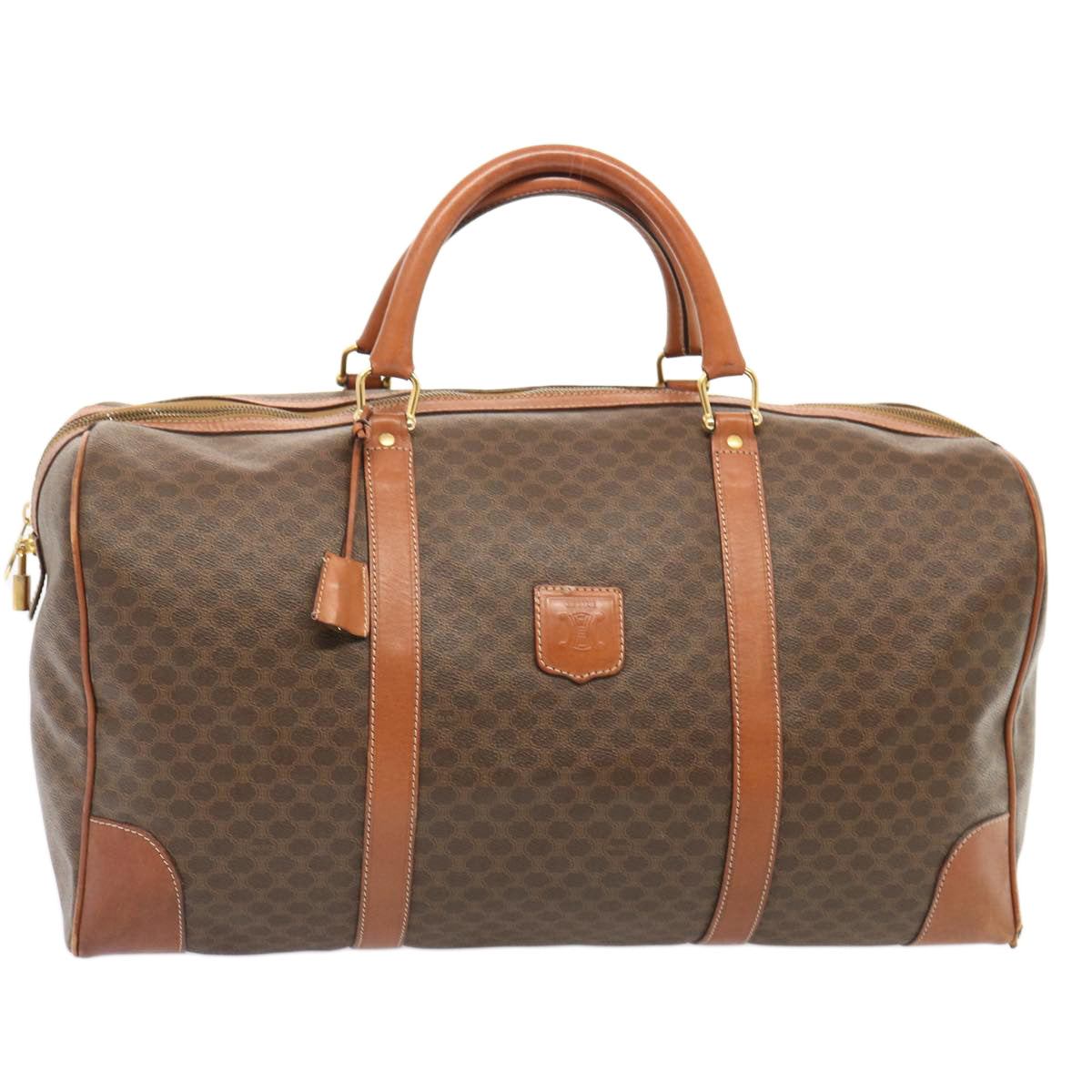 Luxury CELINE Macadam Canvas Boston Bag PVC Brown  73343