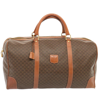 Luxury CELINE Macadam Canvas Boston Bag PVC Brown  73343
