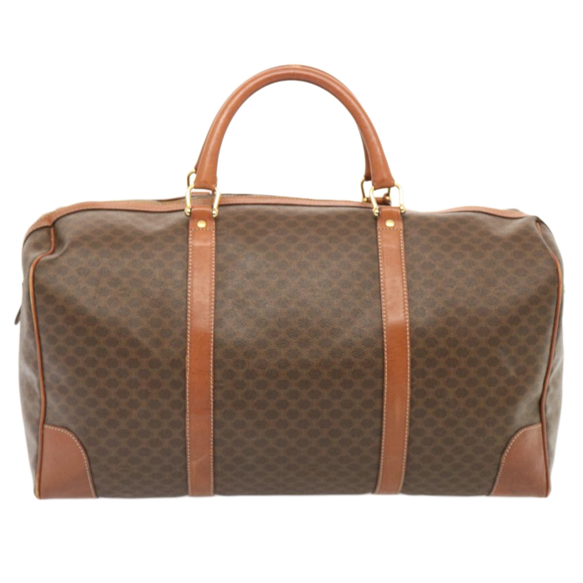 Luxury CELINE Macadam Canvas Boston Bag PVC Brown  73343