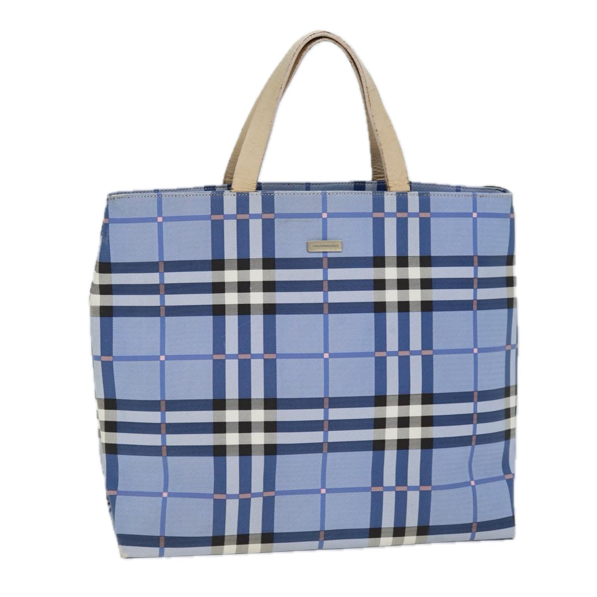 Luxury Burberry Nova Check Tote Bag Nylon Blue Auth 73344
