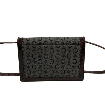 CELINE Shoulder Bag Leather, Wool Brown C Macadam logo Metal Women