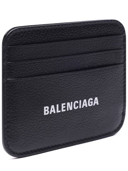 Luxury Balenciaga Trending 2025 White Logo 3-Fold Card Wallet Black