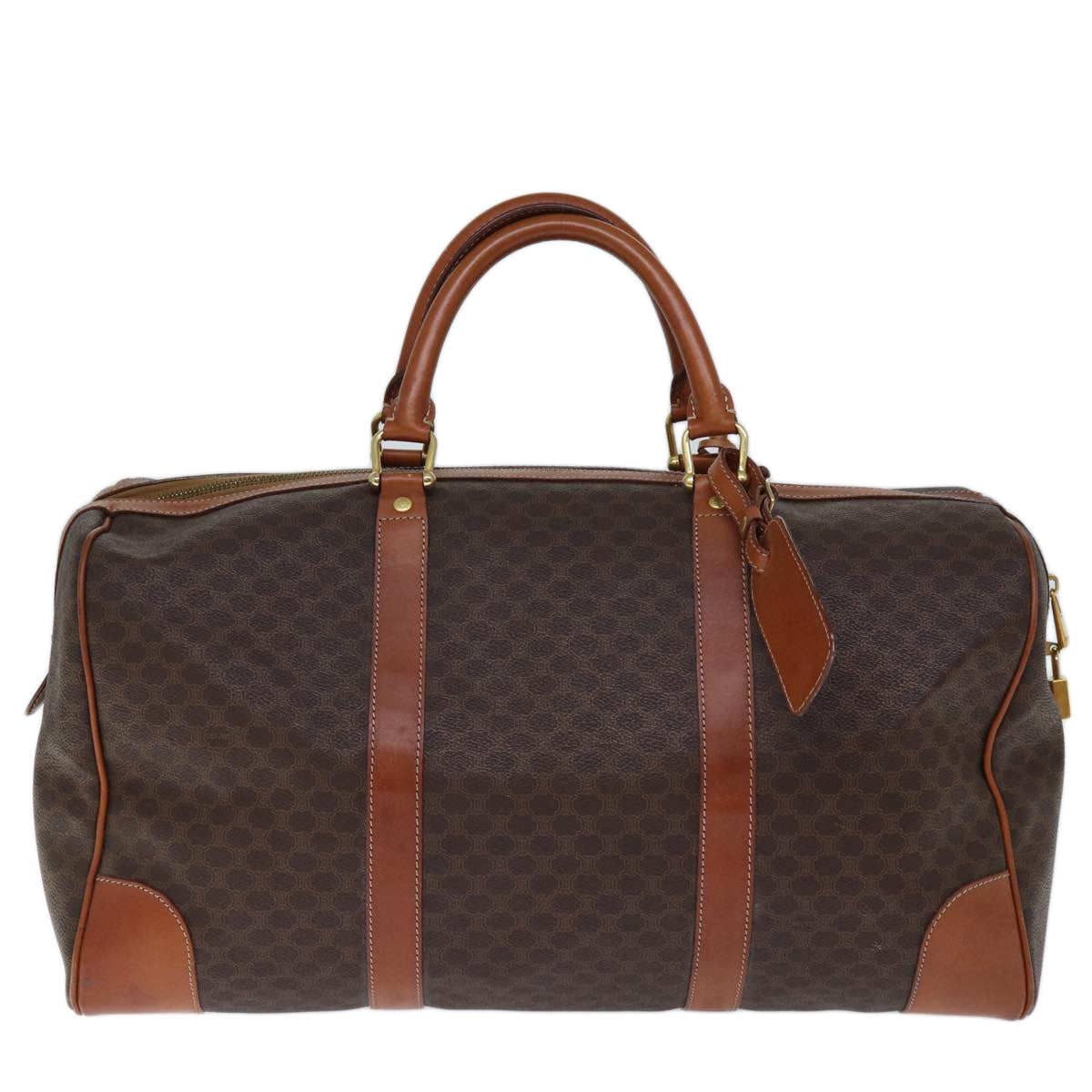 Luxury CELINE Macadam Canvas Boston Bag PVC Brown  73452