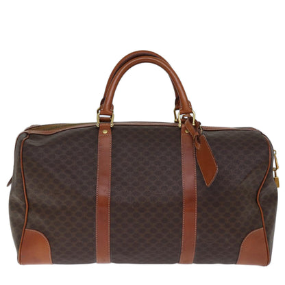 Luxury CELINE Macadam Canvas Boston Bag PVC Brown  73452