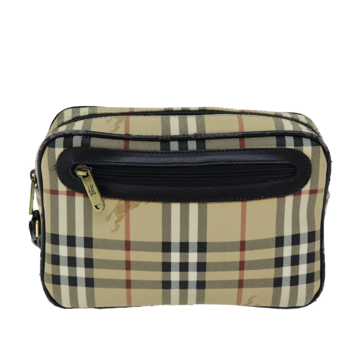 Luxury BurberrySs Nova Check Clutch Bag PVC Beige Auth 73528