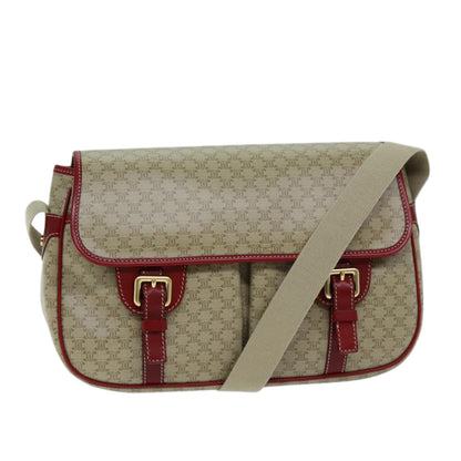 Luxury CELINE Macadam Canvas Shoulder Bag Beige  73585