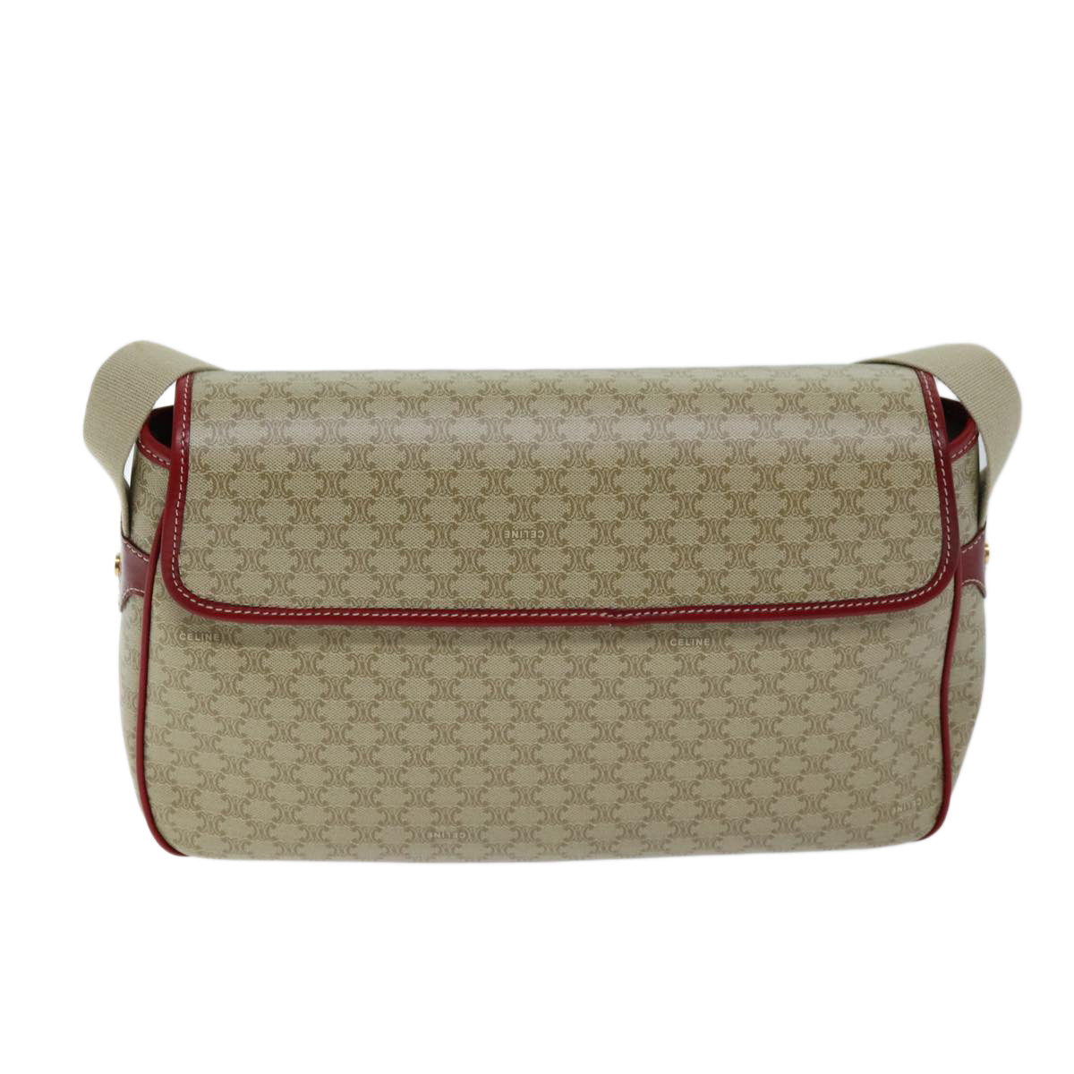 Luxury CELINE Macadam Canvas Shoulder Bag Beige  73585
