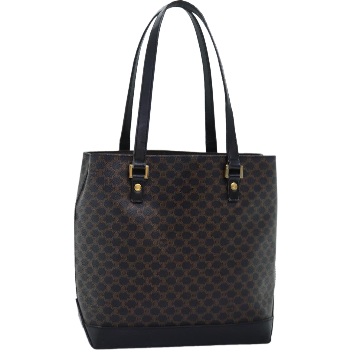 Luxury CELINE Macadam Canvas Hand Bag PVC Black  73589