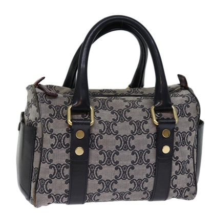 Luxury CELINE Triomphe Canvas Hand Bag Gray Auth 73729