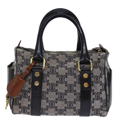 Luxury CELINE Triomphe Canvas Hand Bag Gray Auth 73729