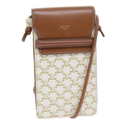 Luxury CELINE Triomphe Shoulder Pouch PVC Leather Whe  73744