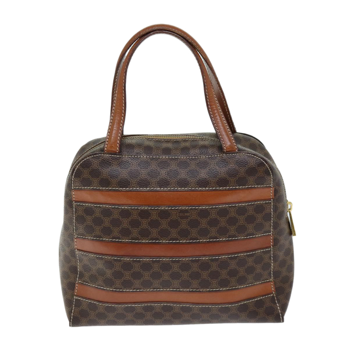 Luxury CELINE Macadam Canvas Hand Bag PVC Brown  73854
