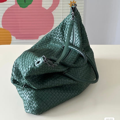 Bottega Veneta Maxi Convertible Tote Bag Hobo Dark Green Leather Two-way Carry 52cm