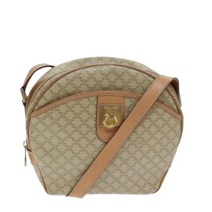 Luxury CELINE Macadam Canvas Shoulder Bag Beige  73944